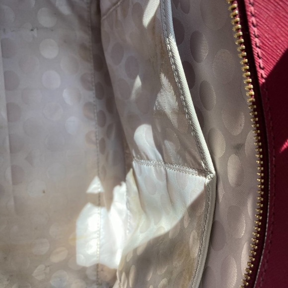 Kate Spade ♠️ Leather Handbag Great Size And Condition! Linen And Merlot Colors! - Picture 8 of 9